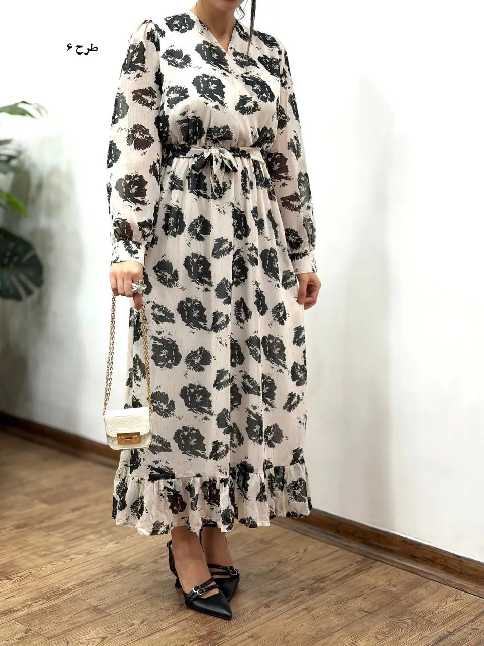 پیراهن بلند حریر آستردار آوا کد 5036